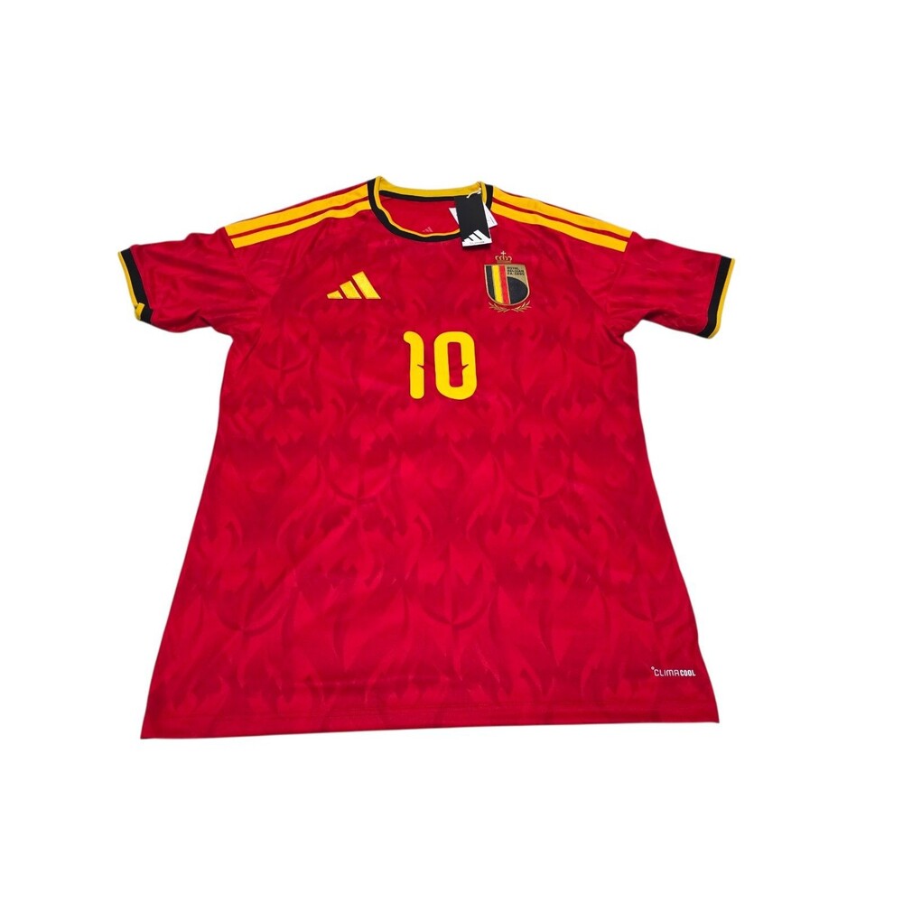 adidas Belgium Men's Stadium Home Jersey 2026 - Red/Yellow Romelu Lukaku Medium